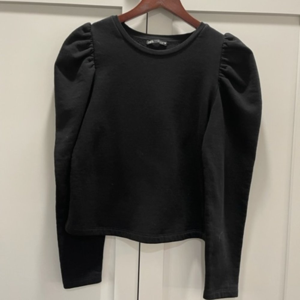 Black Poofy Shoulder Sweatshirt